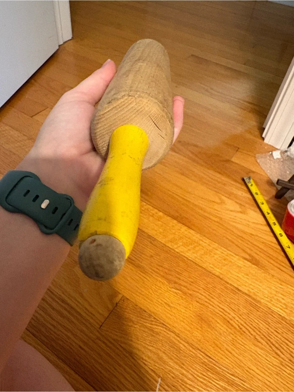 Yellow Handle Wooden Rolling Pin Vintage